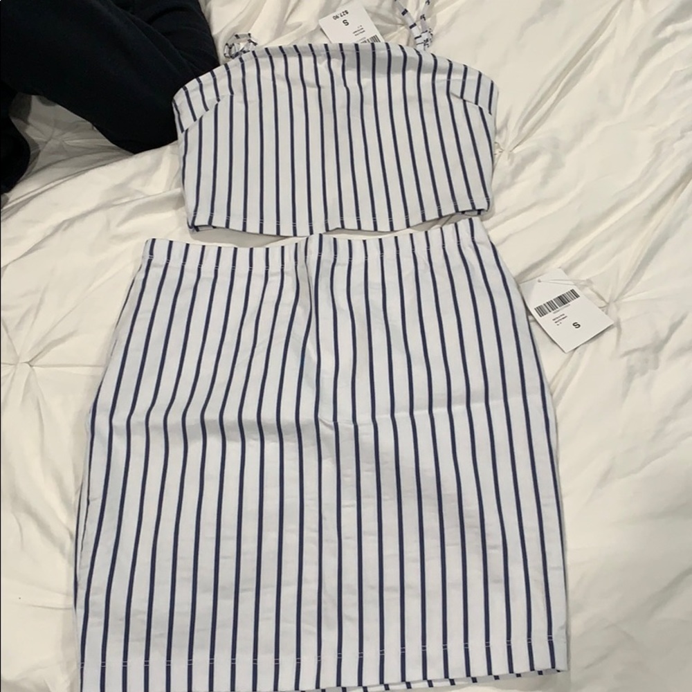 striped skirt and tank top set